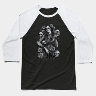 Demon Holding Skull Baseball T-Shirt